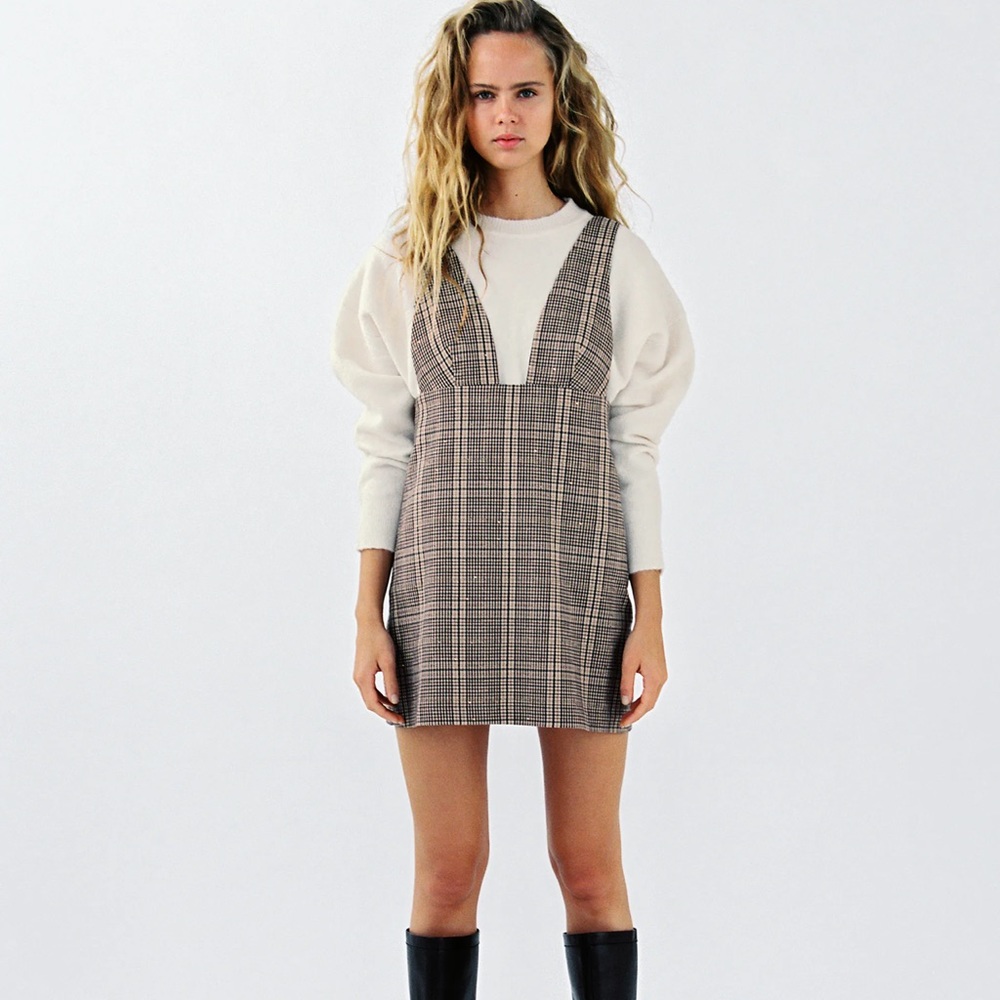 Zara Plaid Pinafore Dress